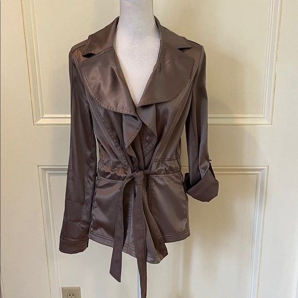 White House Black Market Jackets & Blazers - White House Black Market Satin Trench Coat in Brown